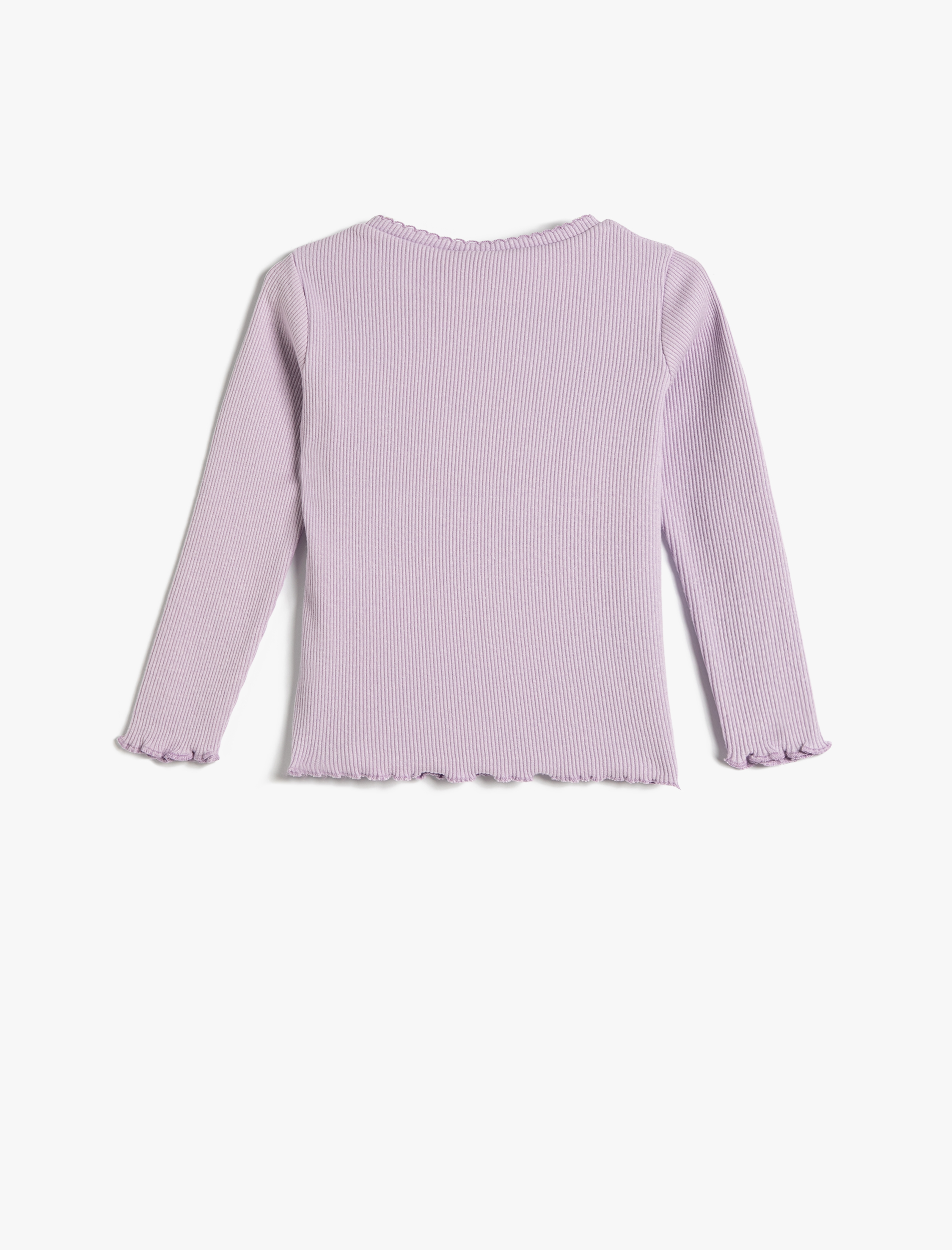 Kız Bebek Basic Tişört Uzun Kollu Bisiklet Yaka Dokulu Pamuklu