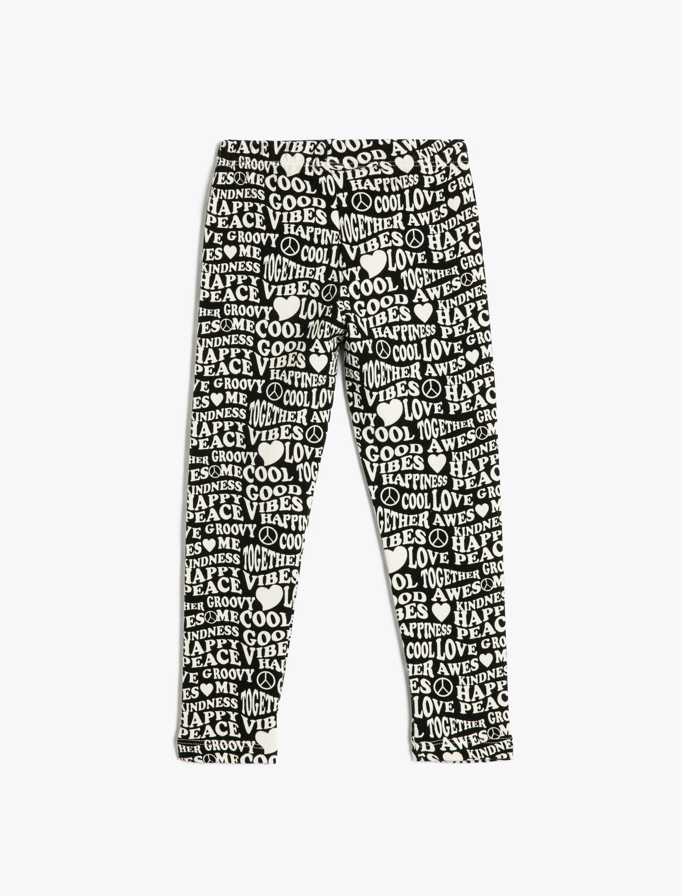  Kız Çocuk Tayt Baskılı Beli Lastikli Pamuklu