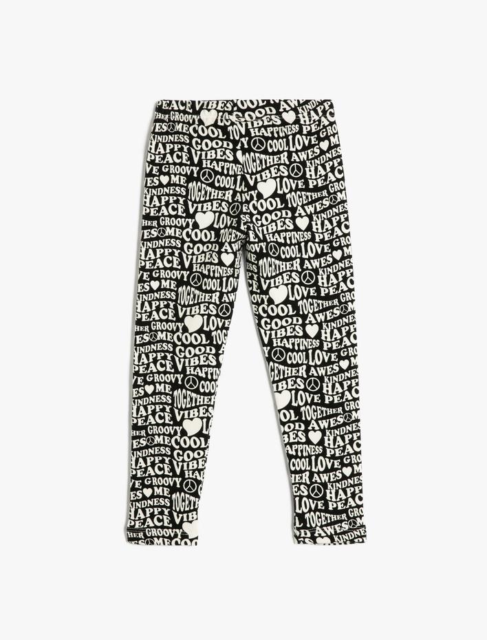 Kız Çocuk Tayt Baskılı Beli Lastikli Pamuklu