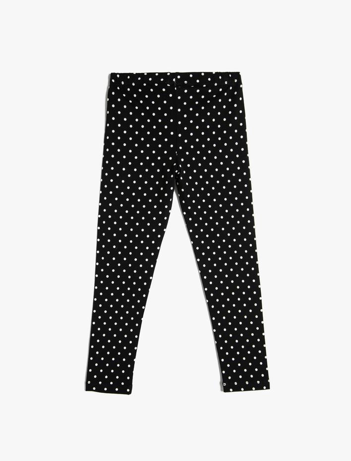 Kız Çocuk Tayt Puantiyeli Beli Lastikli Pamuklu