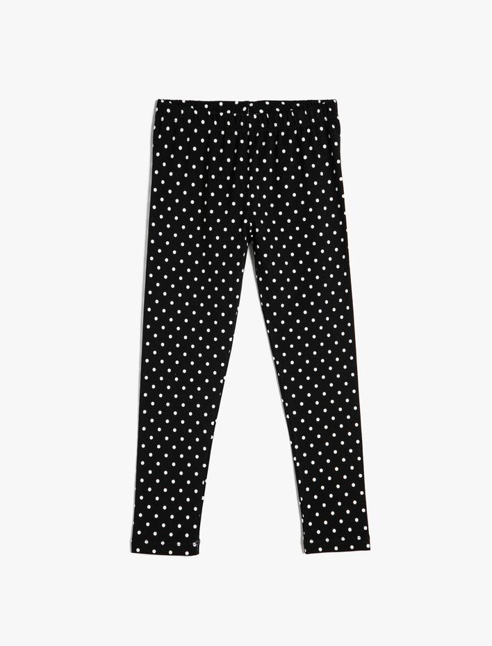 Kız Çocuk Tayt Puantiyeli Beli Lastikli Pamuklu