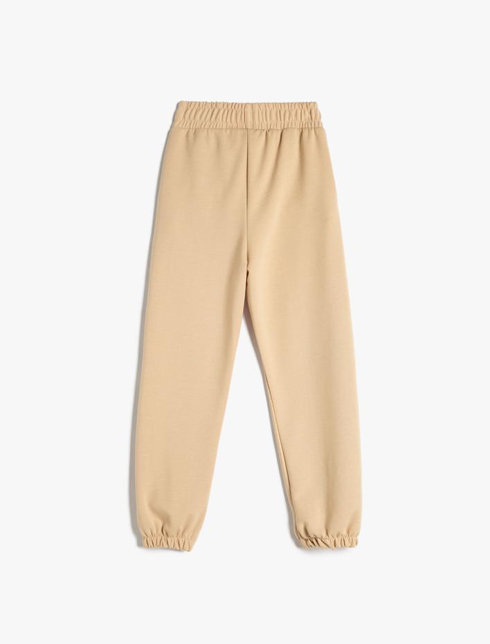 Kız Çocuk Basic Jogger Eşofman Altı Nervürlü Beli Lastikli Cepli
