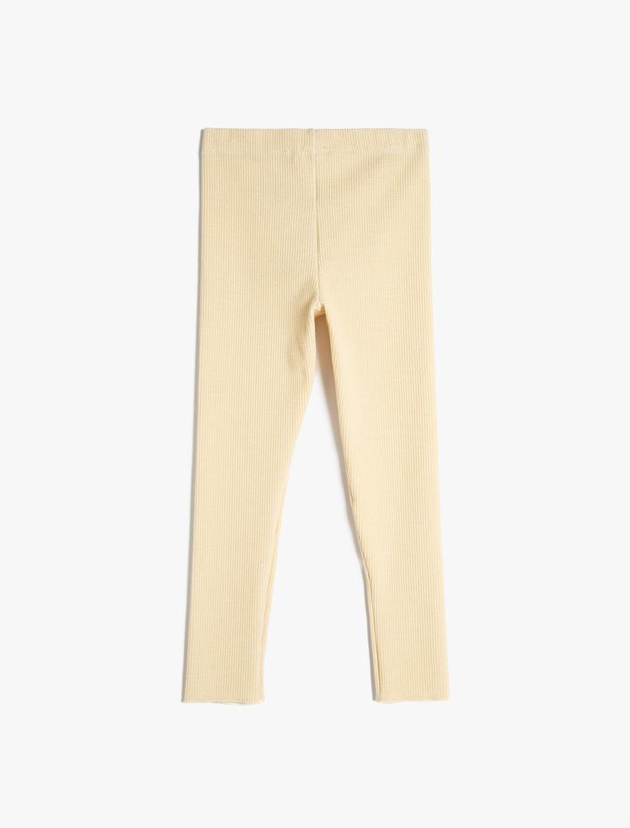 Kız Çocuk Basic Tayt Cep Detaylı Fitilli Beli Lastikli