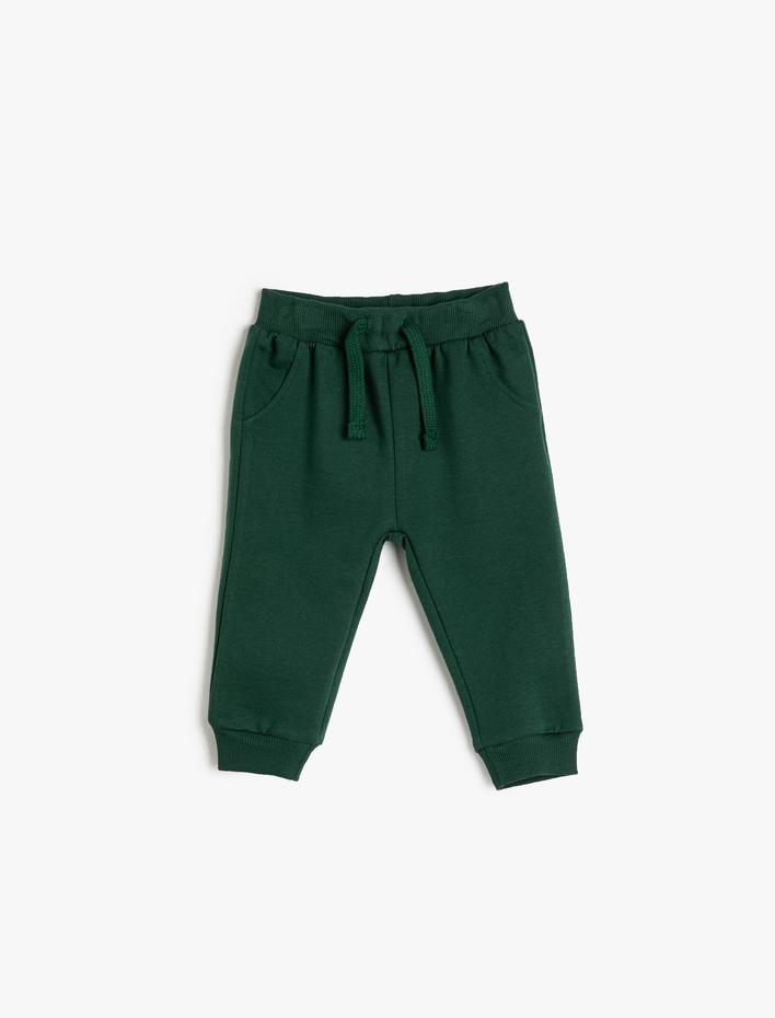 Erkek Bebek Basic Jogger Eşofman Altı Şardonlu Cepli Beli Bağlamalı Pamuklu