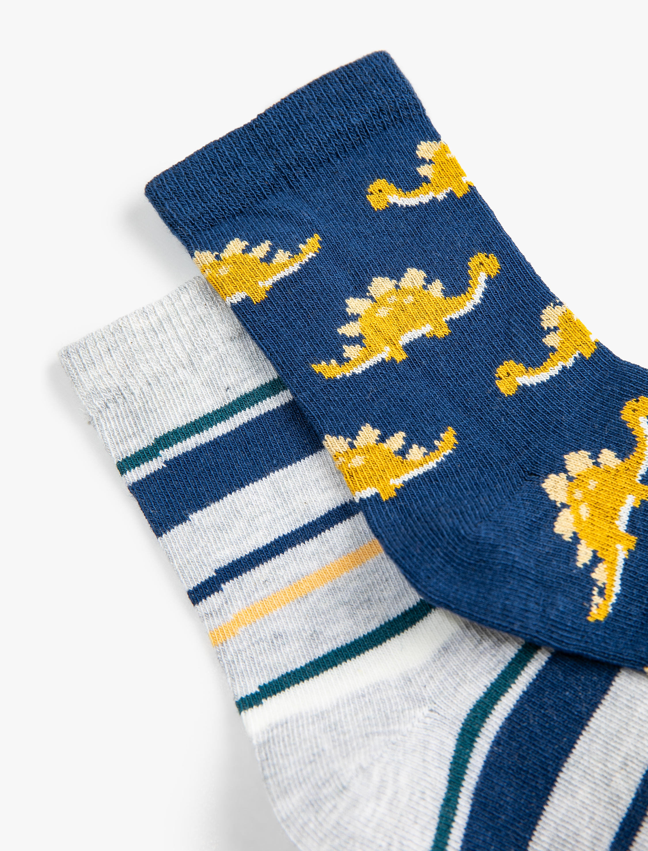  Erkek Çocuk Çorap Seti 2’li Çok Renkli Dinozor Baskılı