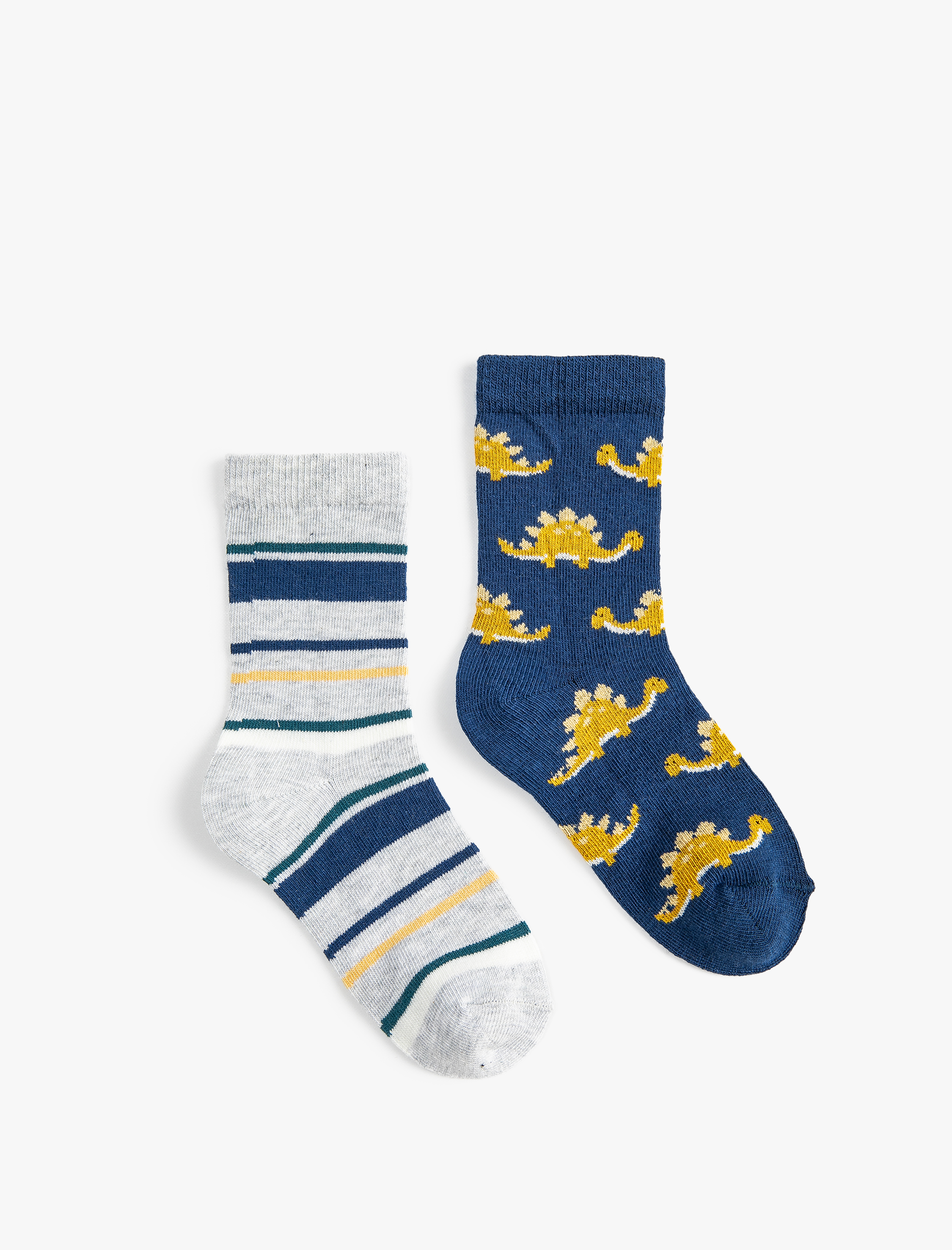  Erkek Çocuk Çorap Seti 2’li Çok Renkli Dinozor Baskılı