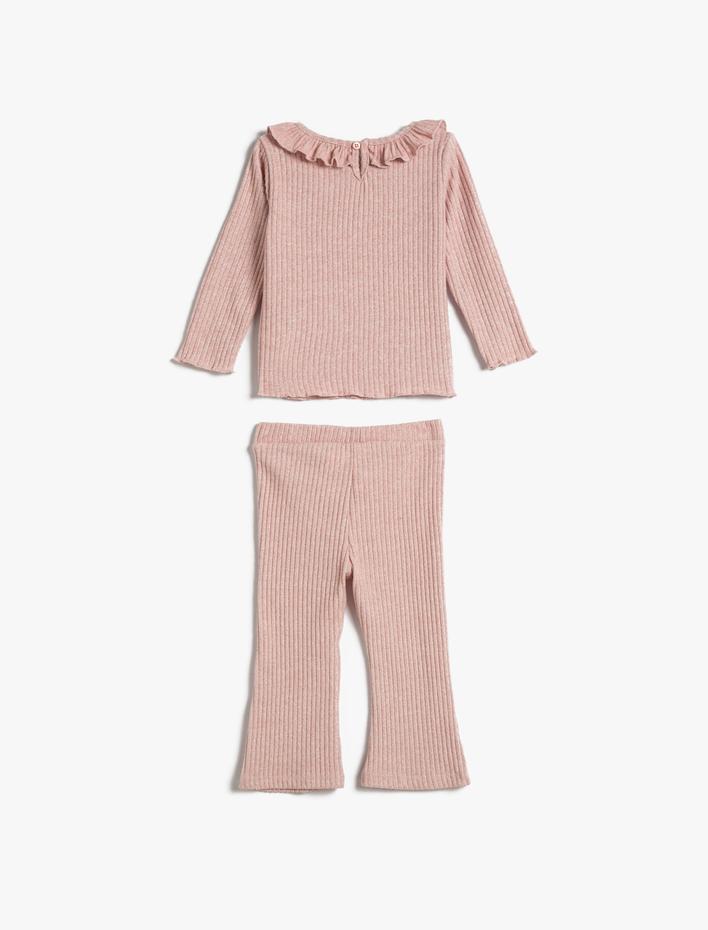 Kız Bebek Eşofman Takımı Uzun Kollu Farbala Yaka Kaşkorşe