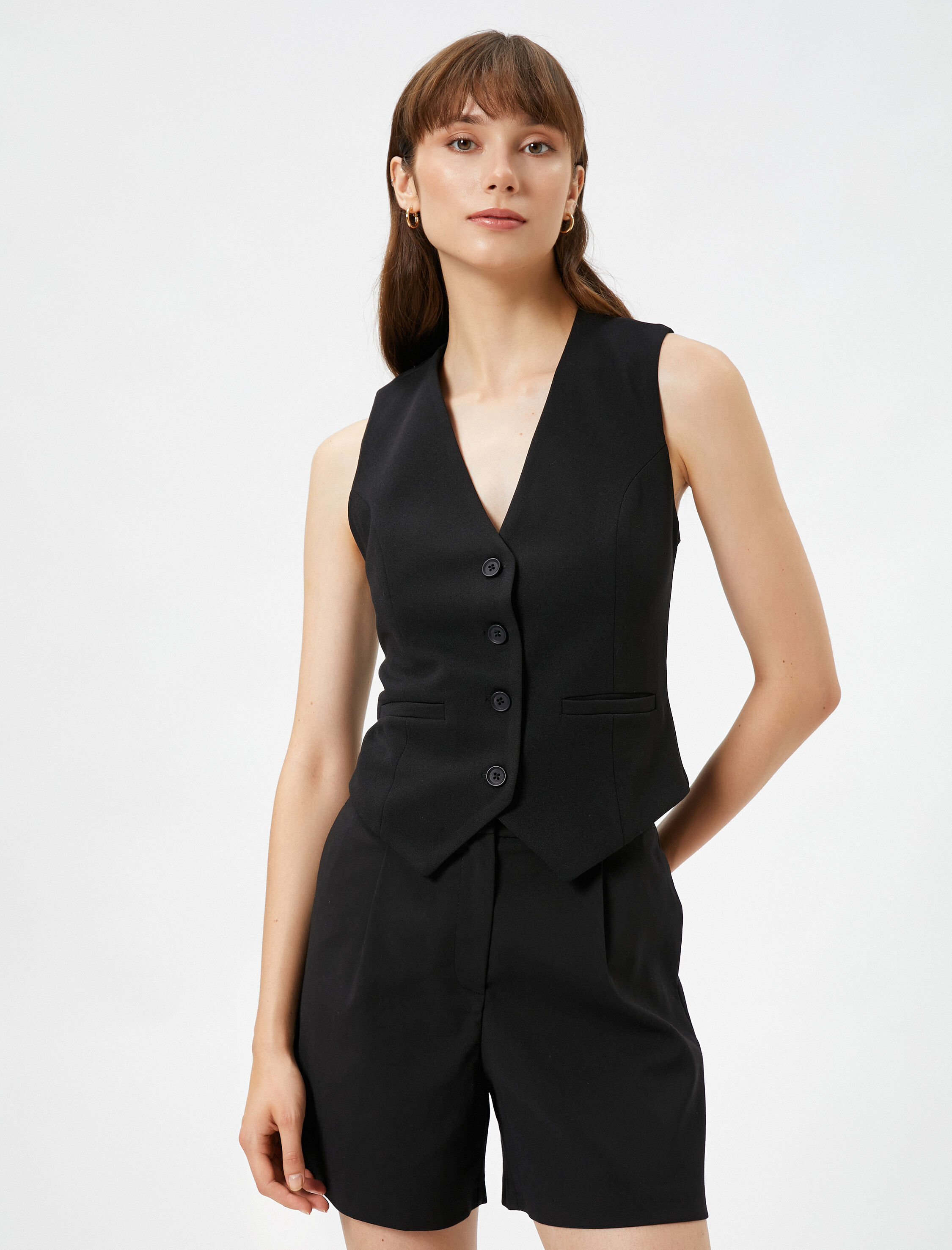   Cepli Şort Yüksek Bel Pamuklu