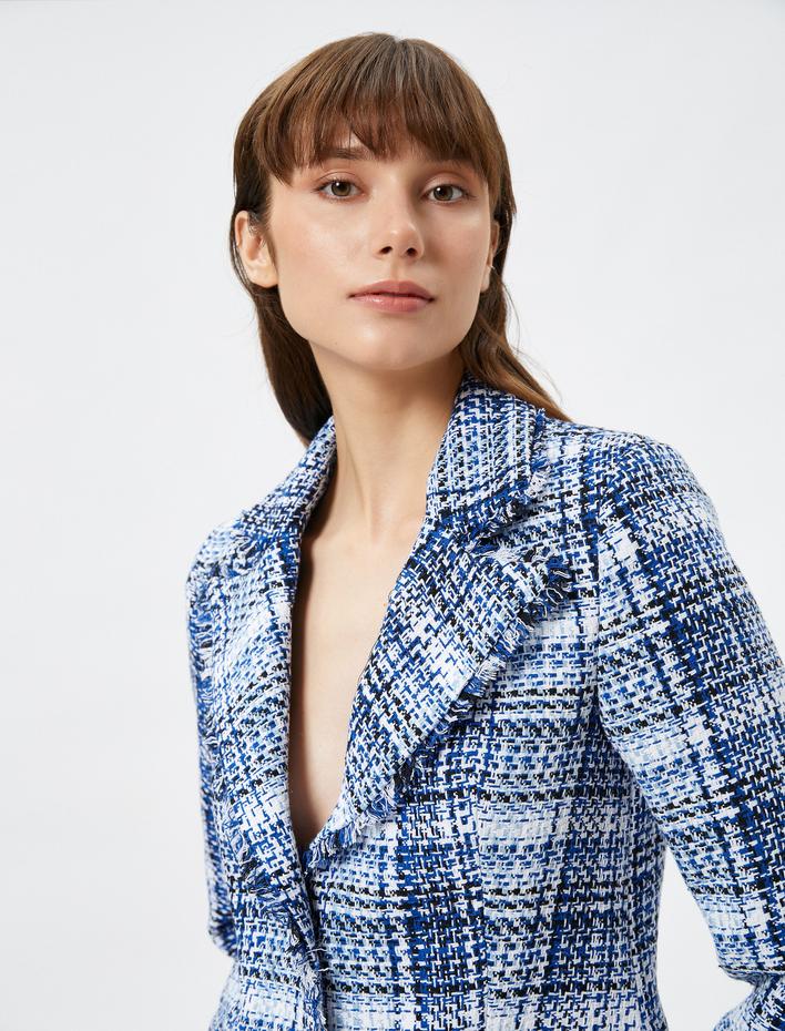  Tüvit Blazer Ceket Düğmeli Kapaklı Cepli Astarlı Vatkalı