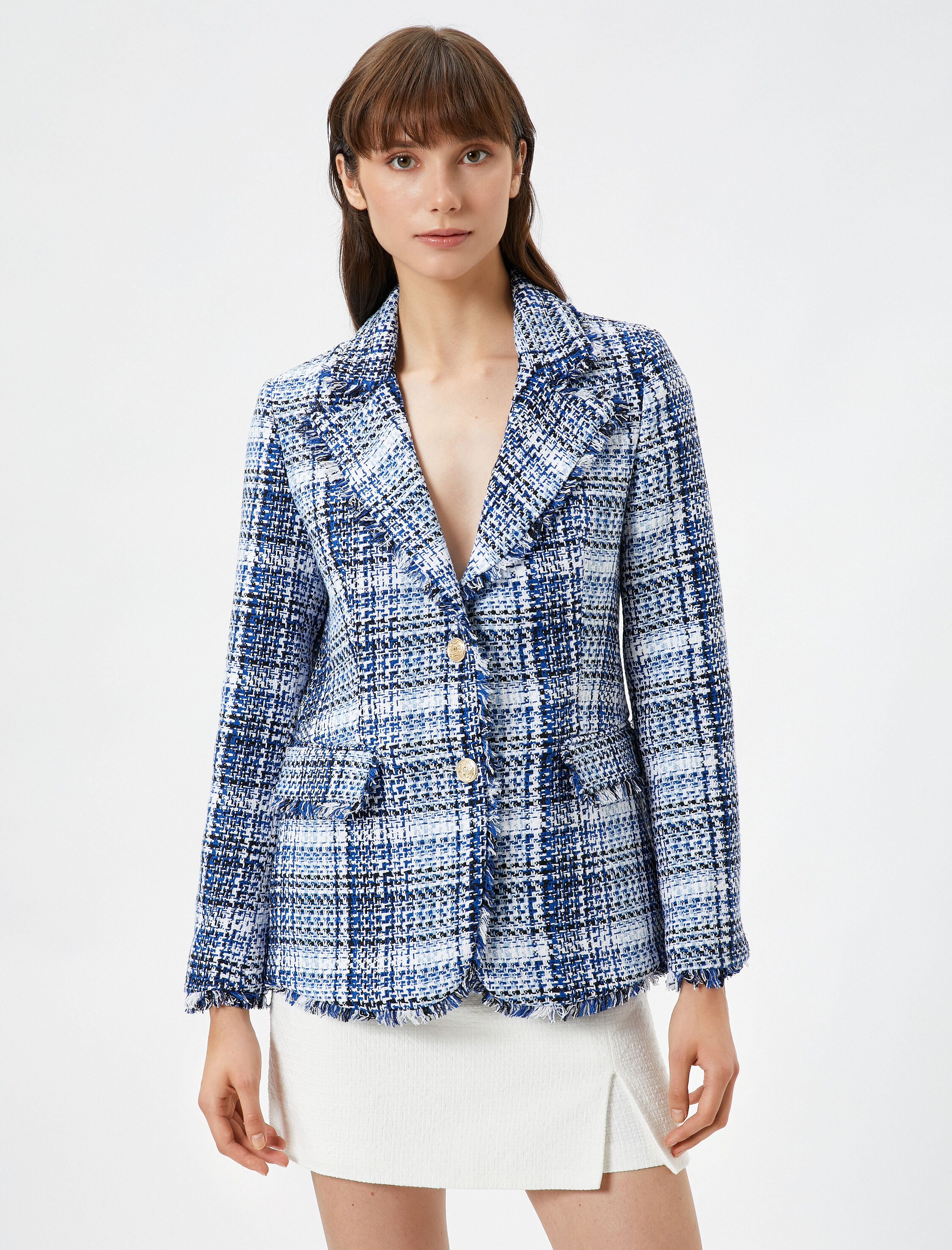   Tüvit Blazer Ceket Düğmeli Kapaklı Cepli Astarlı Vatkalı