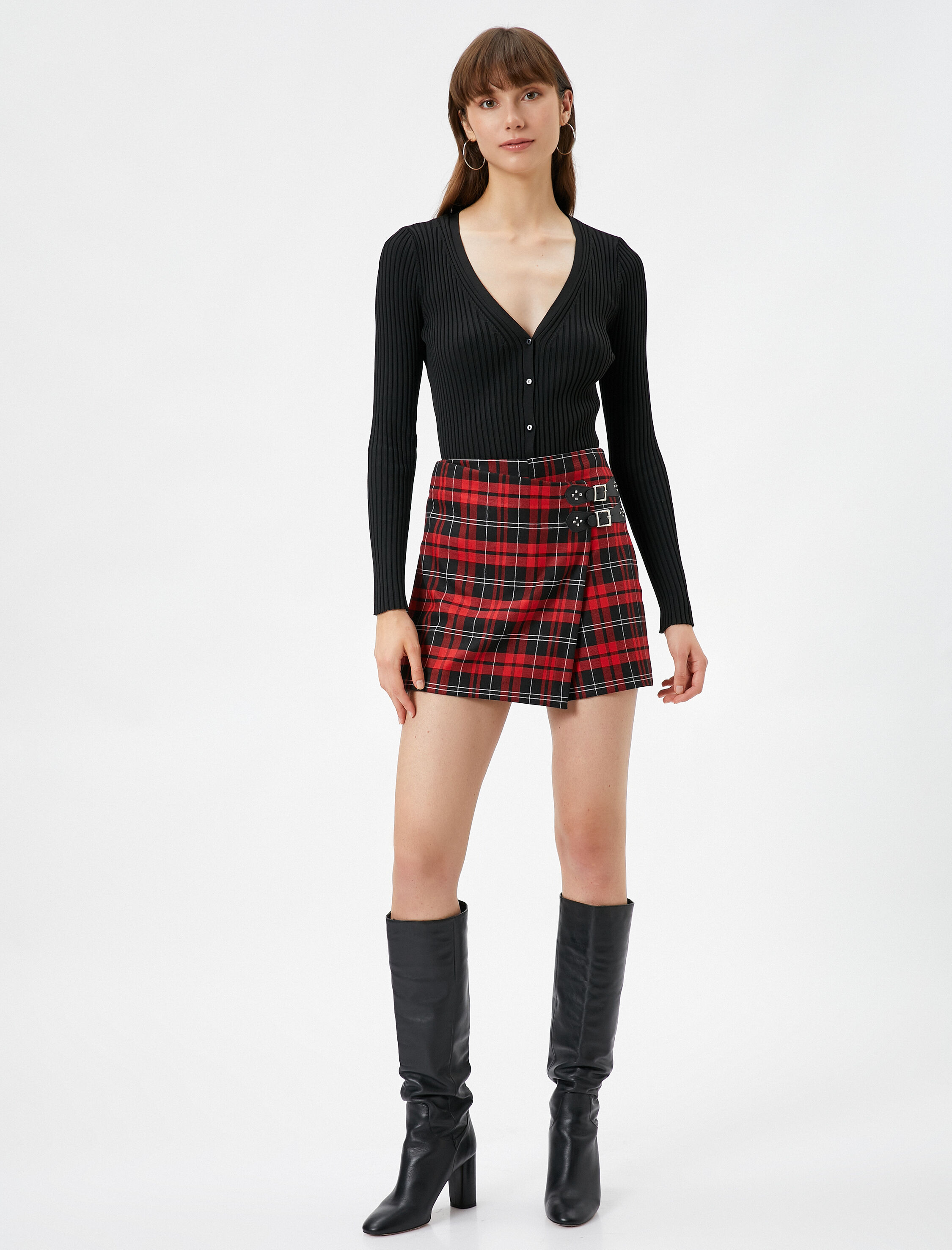   Toka Detaylı Mini Şort Etek