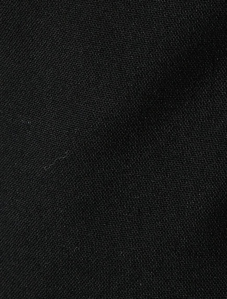   Kumaş Pantolon Yüksek Bel Pile Detaylı Cepli Düğmeli