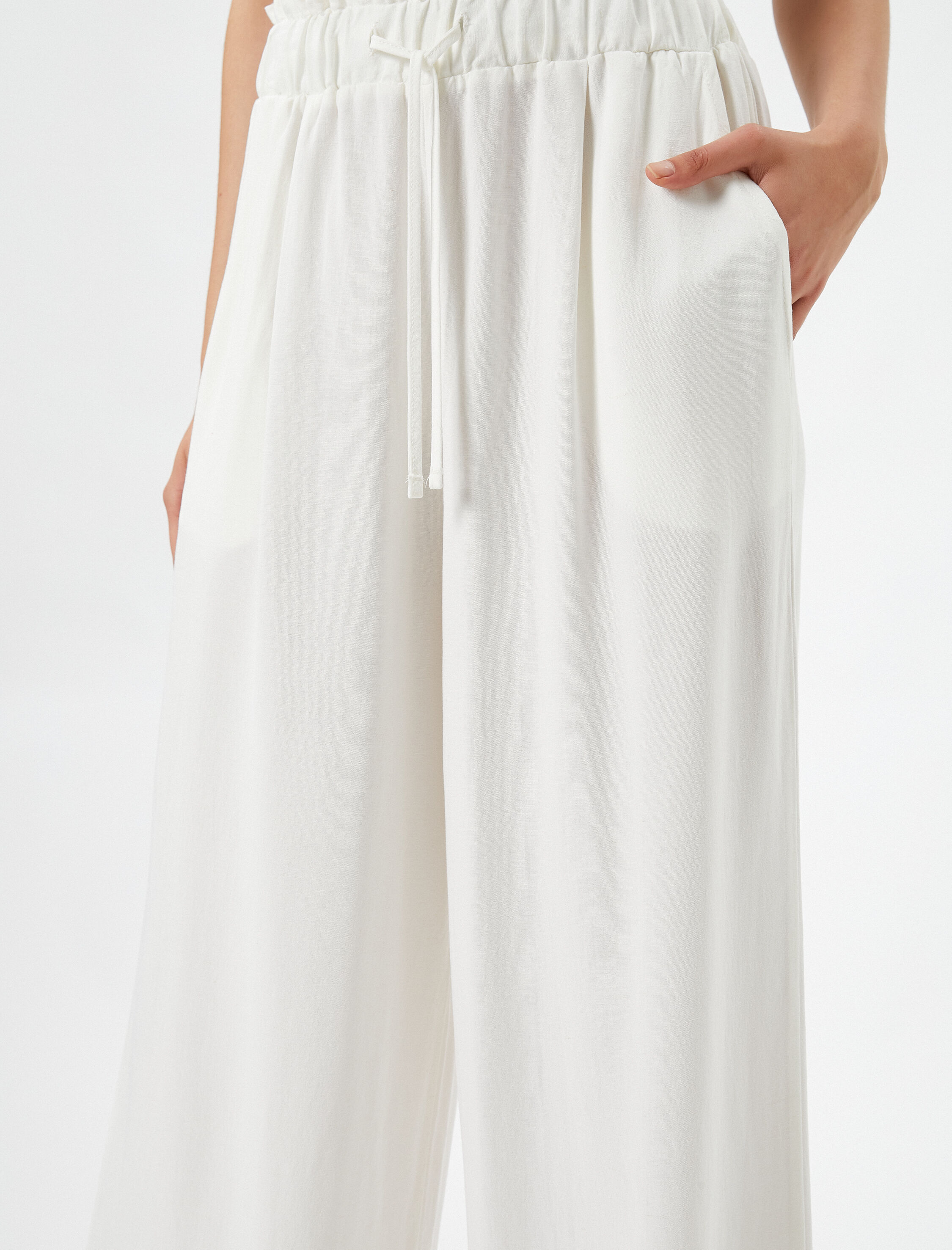   Keten Karışımlı Rahat Pantolon Beli Bağlamalı