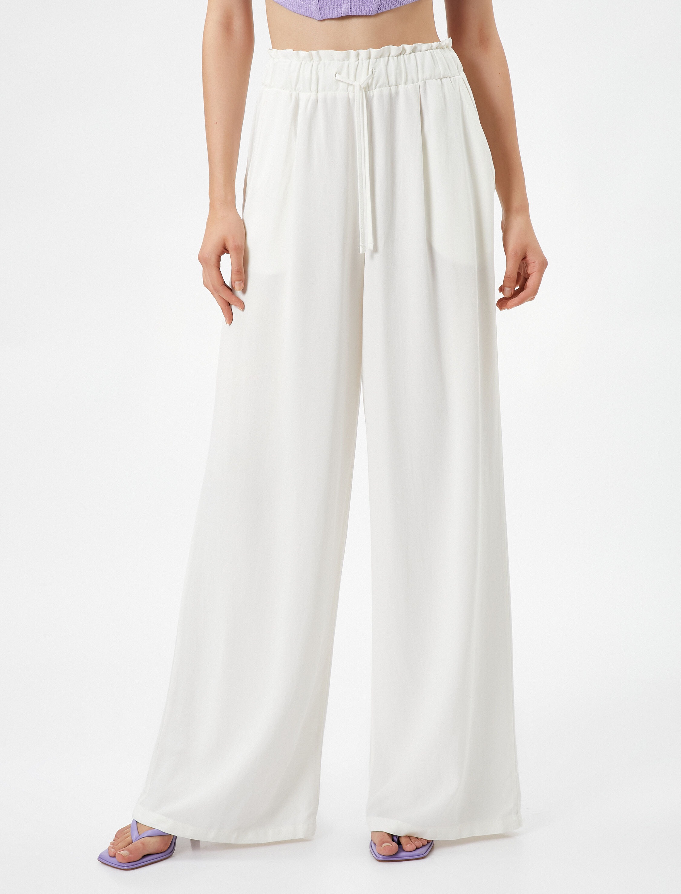   Keten Karışımlı Rahat Pantolon Beli Bağlamalı