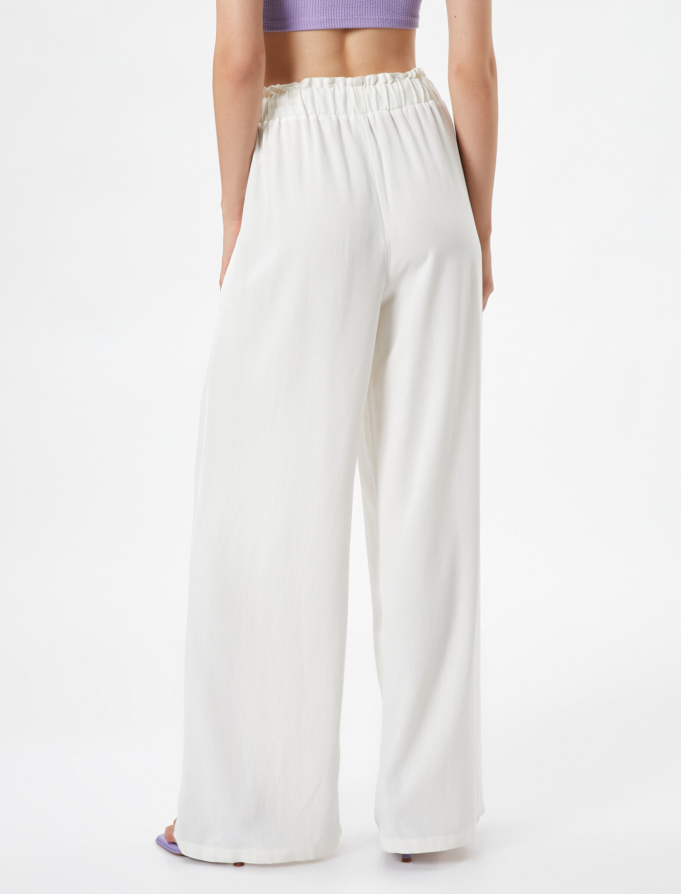   Keten Karışımlı Rahat Pantolon Beli Bağlamalı