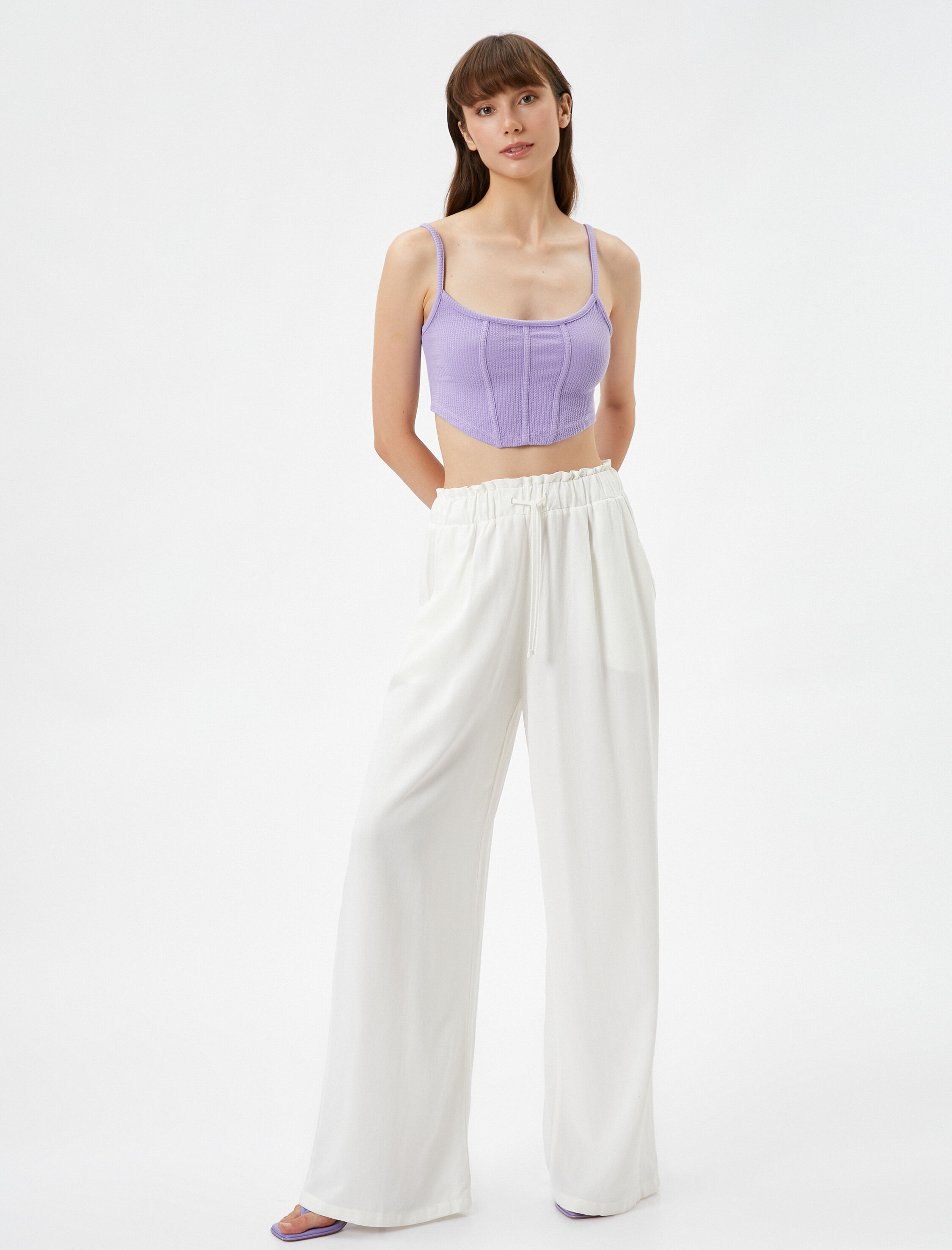   Keten Karışımlı Rahat Pantolon Beli Bağlamalı