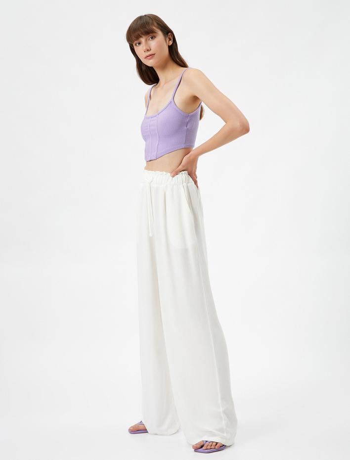  Keten Karışımlı Rahat Pantolon Beli Bağlamalı