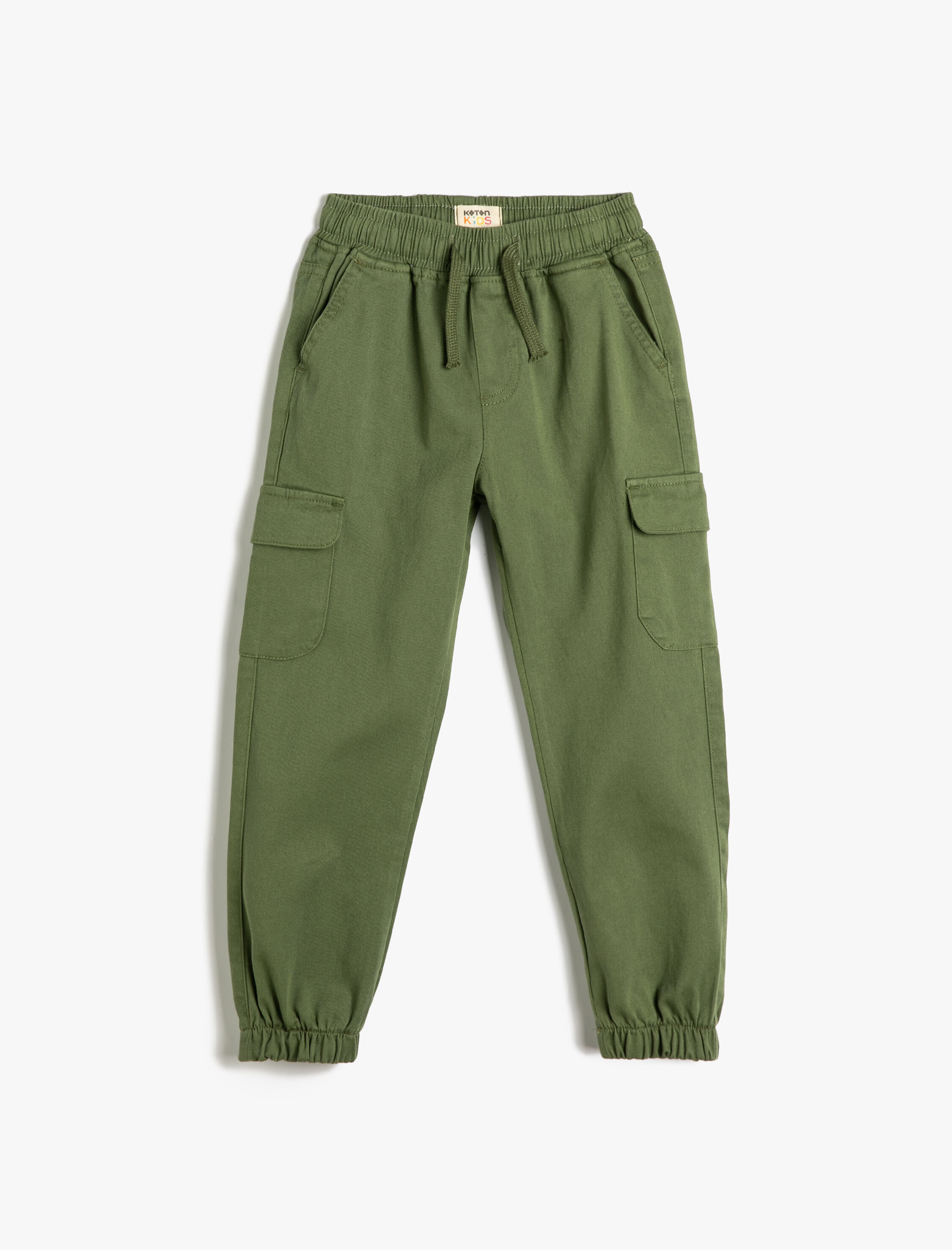  Erkek Çocuk Jogger Kargo Pantolon Pamuklu Beli Bağlamalı Cepli