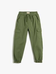 Jogger Kargo Pantolon Pamuklu Beli Bağlamalı Cepli