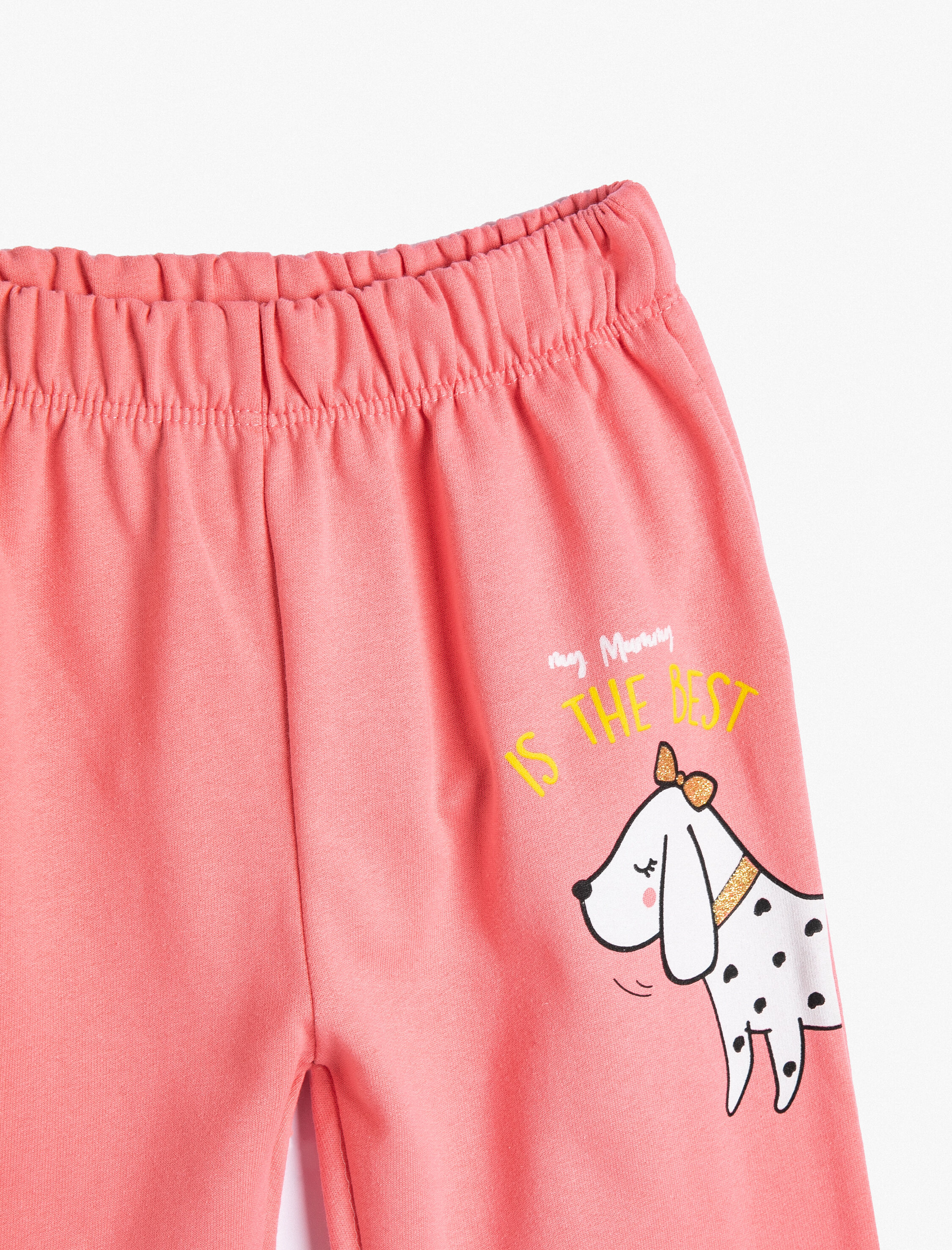  Kız Bebek Köpek Baskılı Jogger Eşofman Altı Beli Lastikli Şardonlu