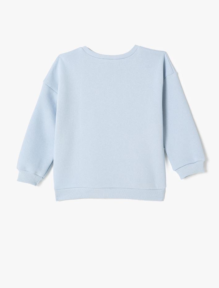 Kız Çocuk Anime Baskılı Sweatshirt Şardonlu Uzun Kollu Bisiklet Yaka