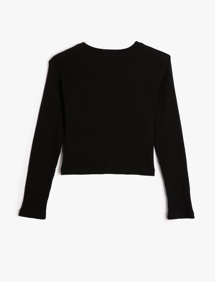 Kız Çocuk Basic Tişört Kaşkorse Uzun Kollu Bisiklet Yaka