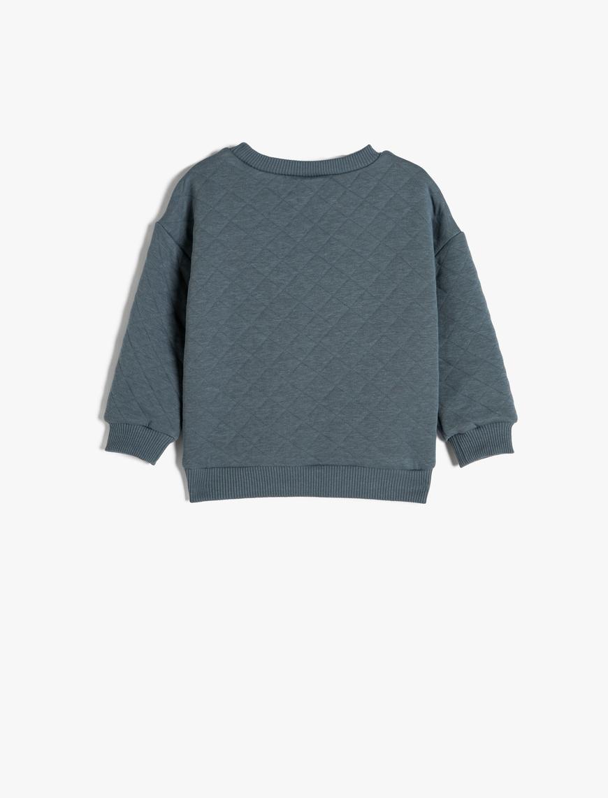  Erkek Bebek Basic Sweatshirt Kapitone Uzun Kollu Bisiklet Yaka