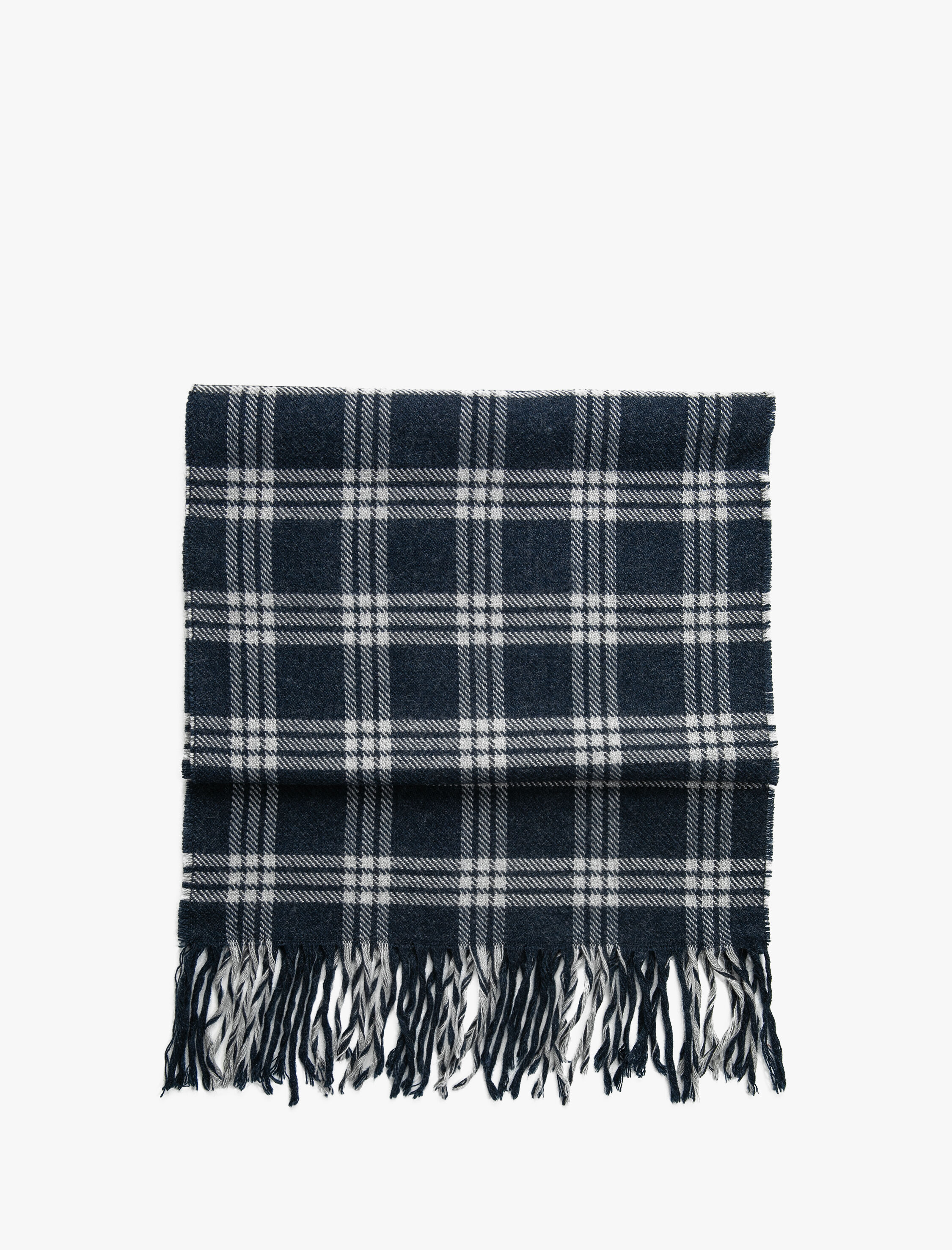  Erkek Ekoseli Atkı Püskül Detaylı Yumuşak Dokulu