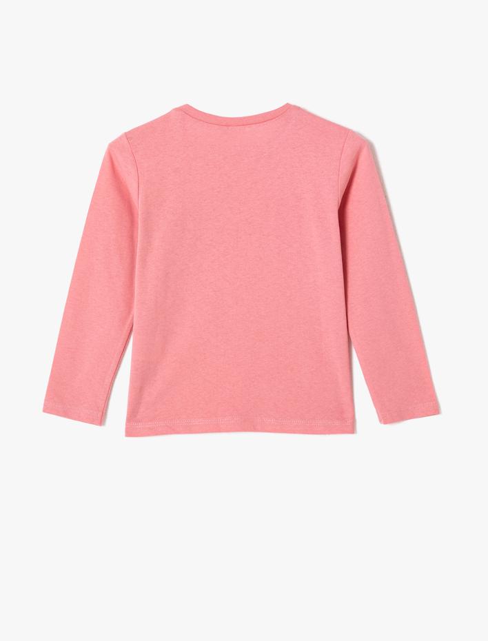 Kız Çocuk Unicorn Tişört Uzun Kollu Bisiklet Yaka Pamuklu