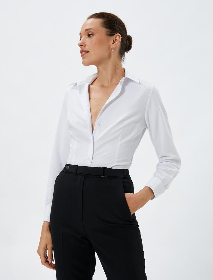  Slim Fit Gömlek Uzun Kollu Düğmeli Basic