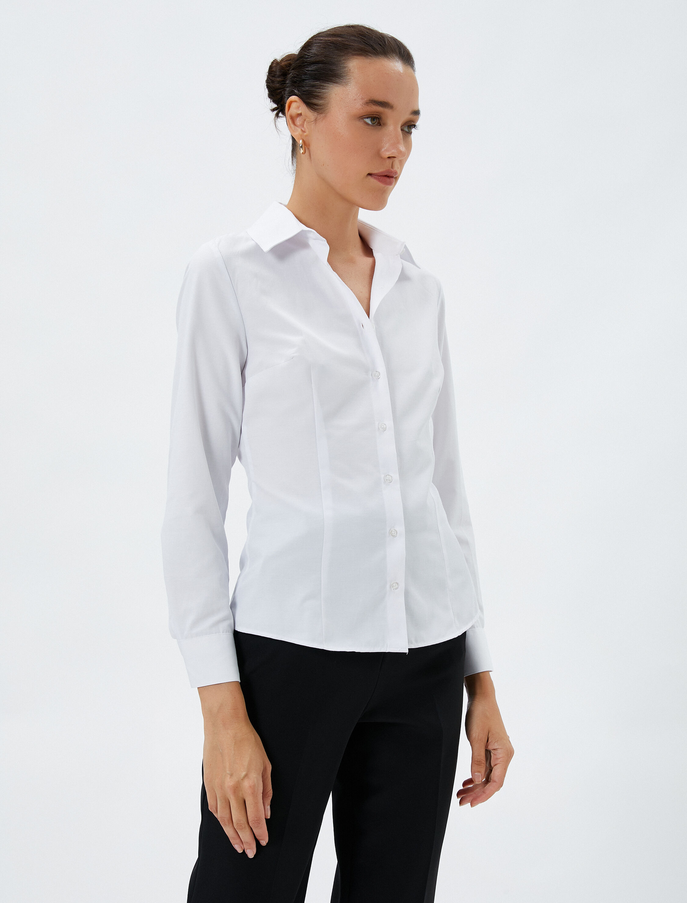   Slim Fit Gömlek Uzun Kollu Düğmeli Basic