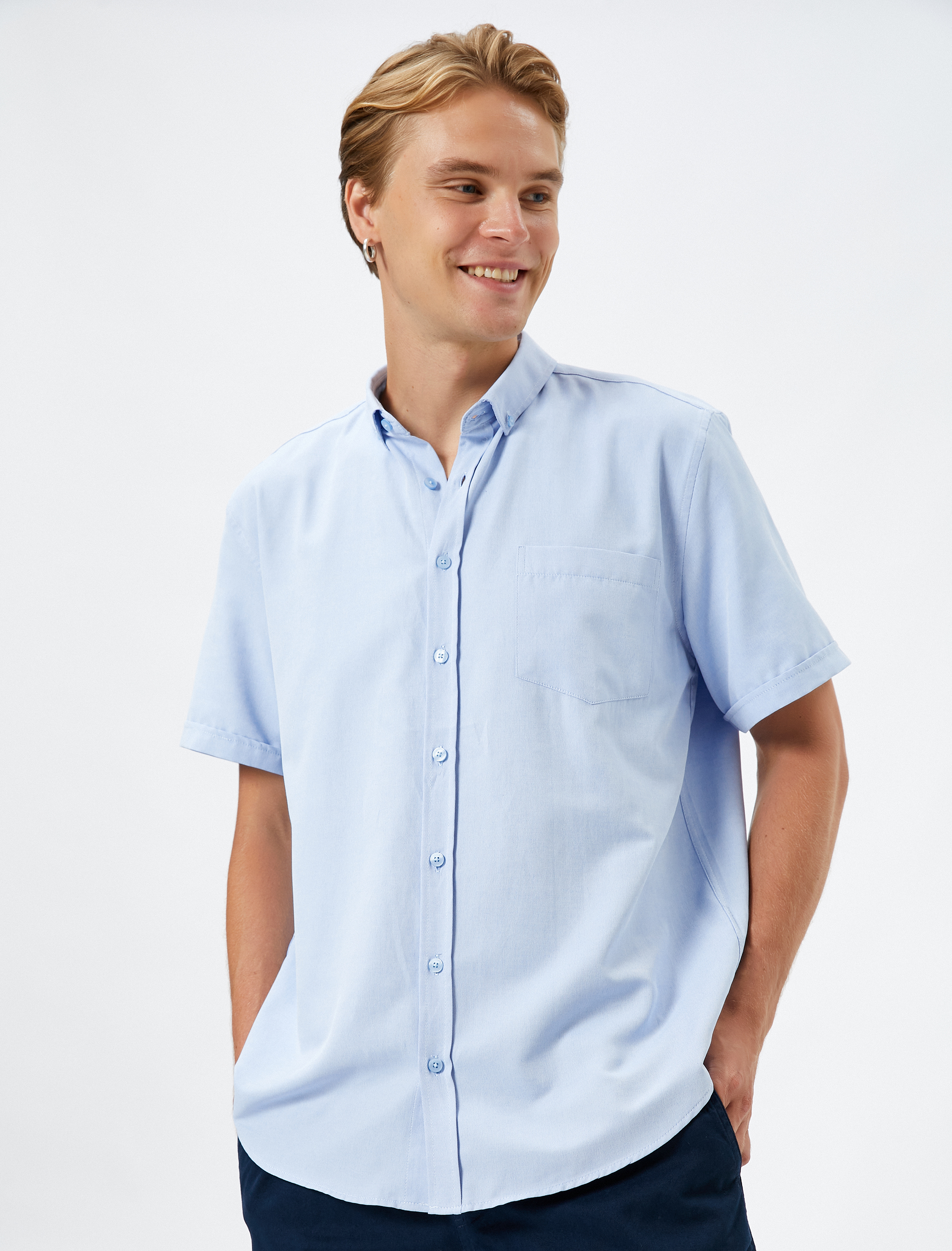   Yazlık Gömlek Kısa Kollu Klasik Yaka Düğmeli