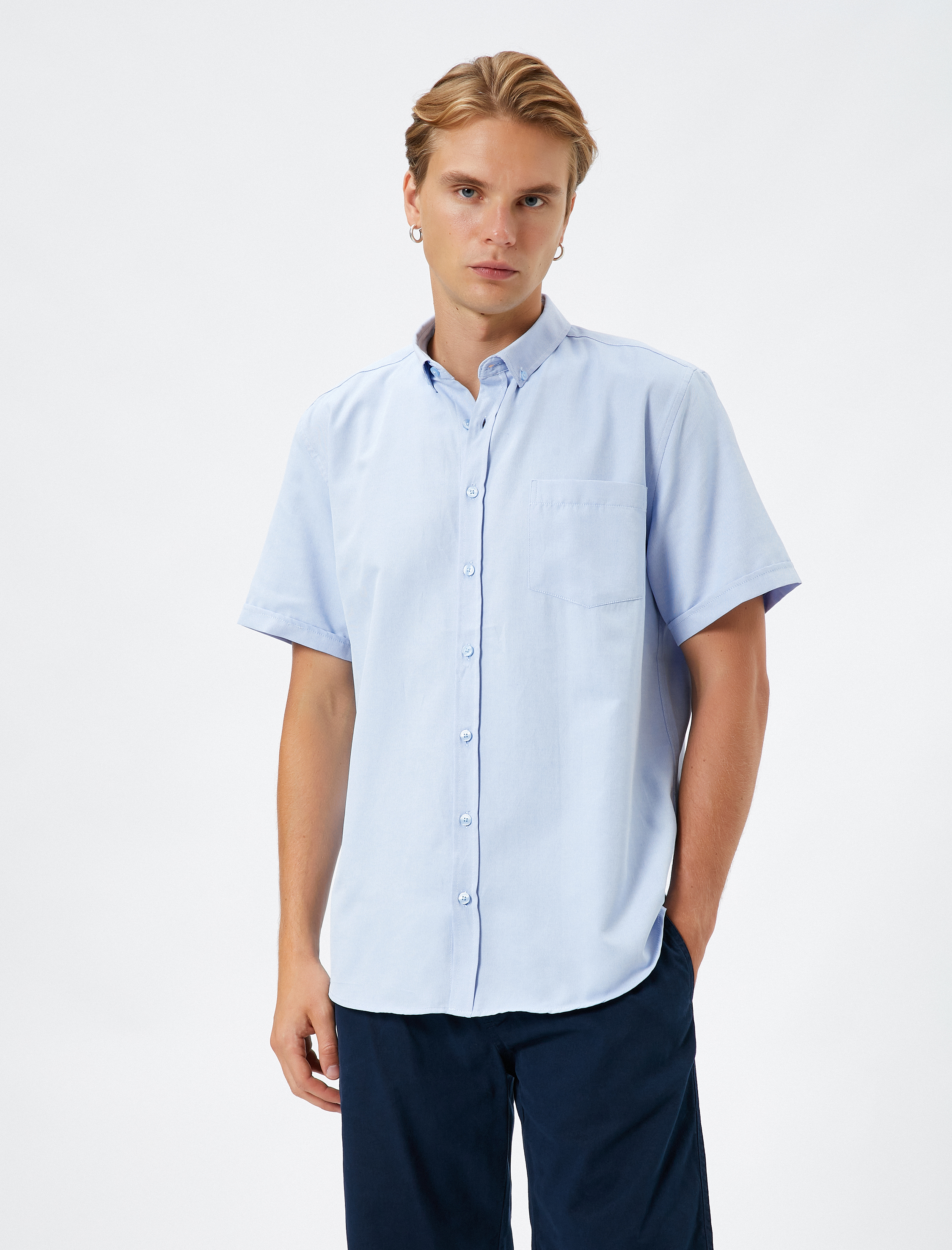   Yazlık Gömlek Kısa Kollu Klasik Yaka Düğmeli