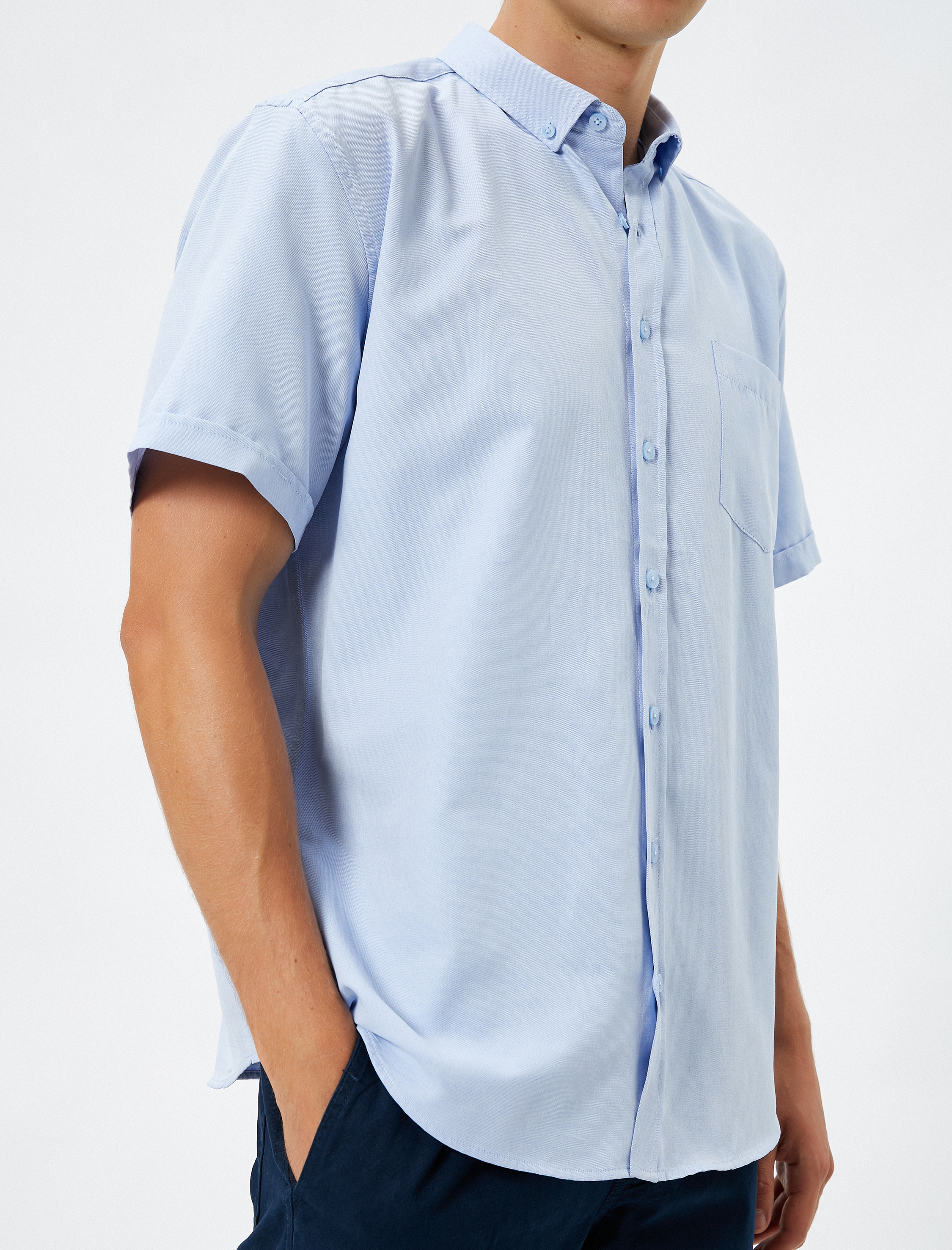   Yazlık Gömlek Kısa Kollu Klasik Yaka Düğmeli