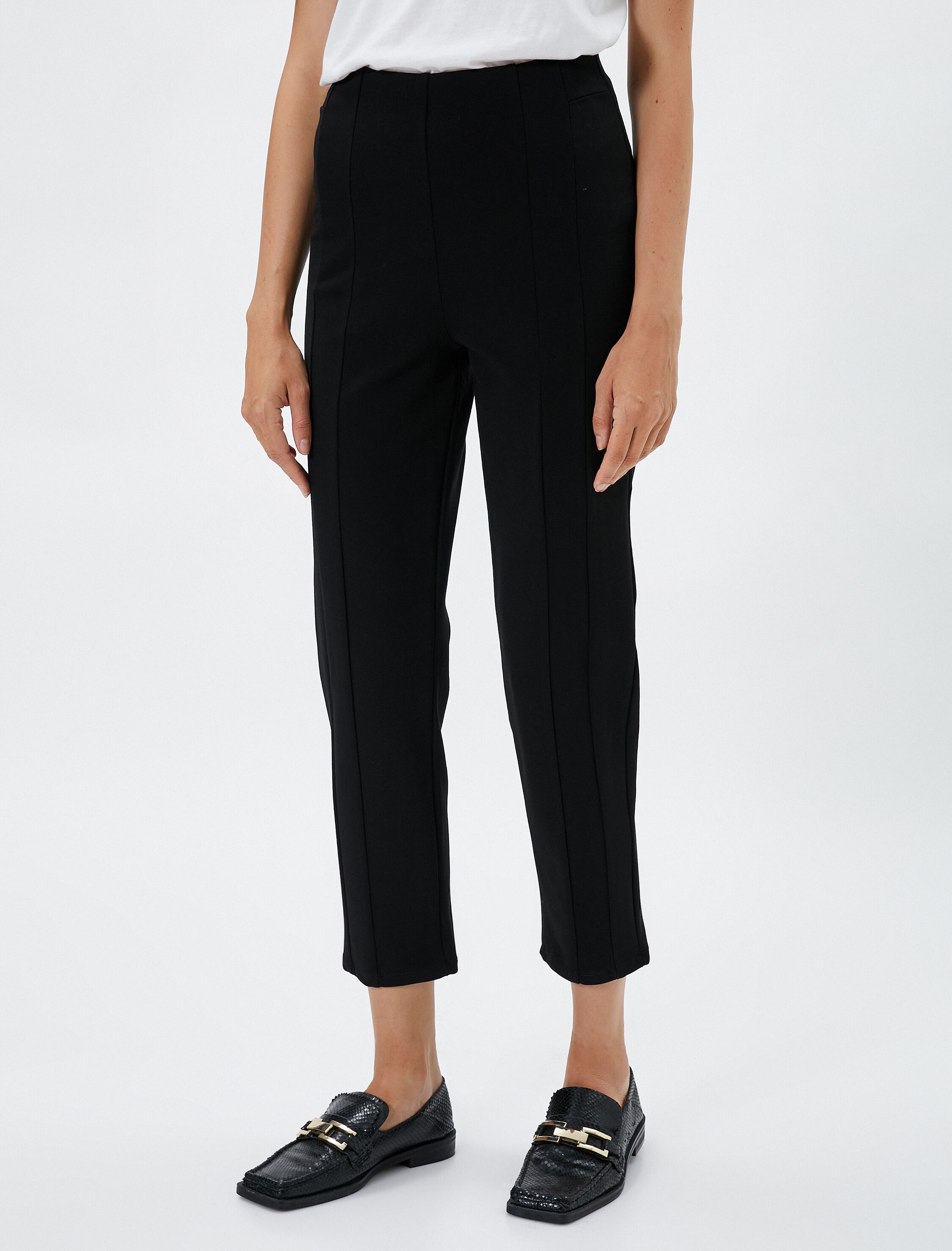   Cigarette Pantolon Nervürlü Viskon Karışımlı Standart Bel