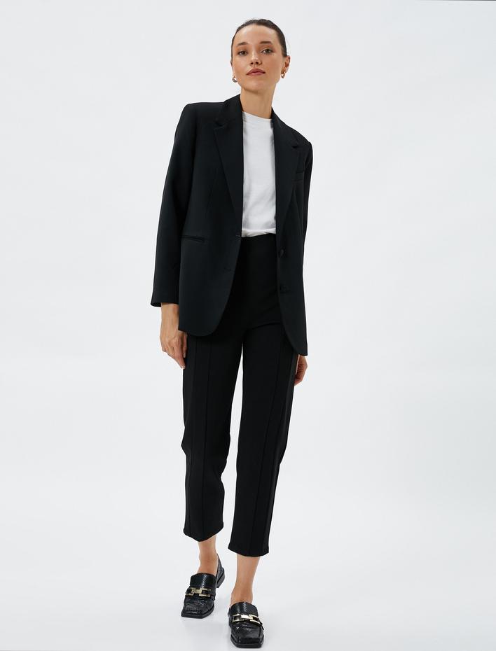  Cigarette Pantolon Nervürlü Viskon Karışımlı Standart Bel