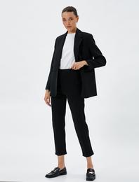 Cigarette Pantolon Nervürlü Viskon Karışımlı Standart Bel