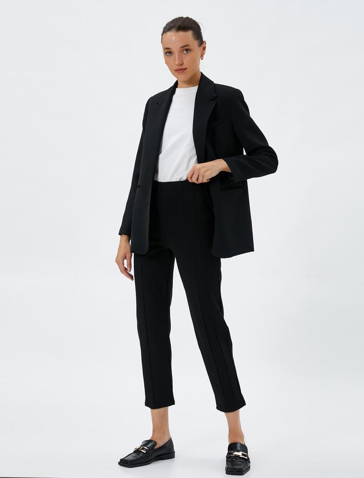  Cigarette Pantolon Nervürlü Viskon Karışımlı Standart Bel