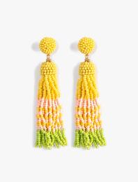 Boncuklu Küpe Sallantılı Çok Renkli