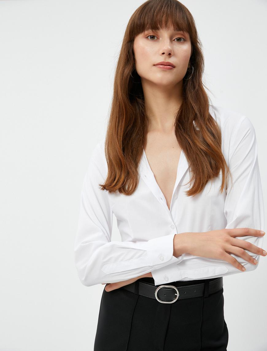   Slim Fit Gömlek Uzun Kollu Düğmeli Basic
