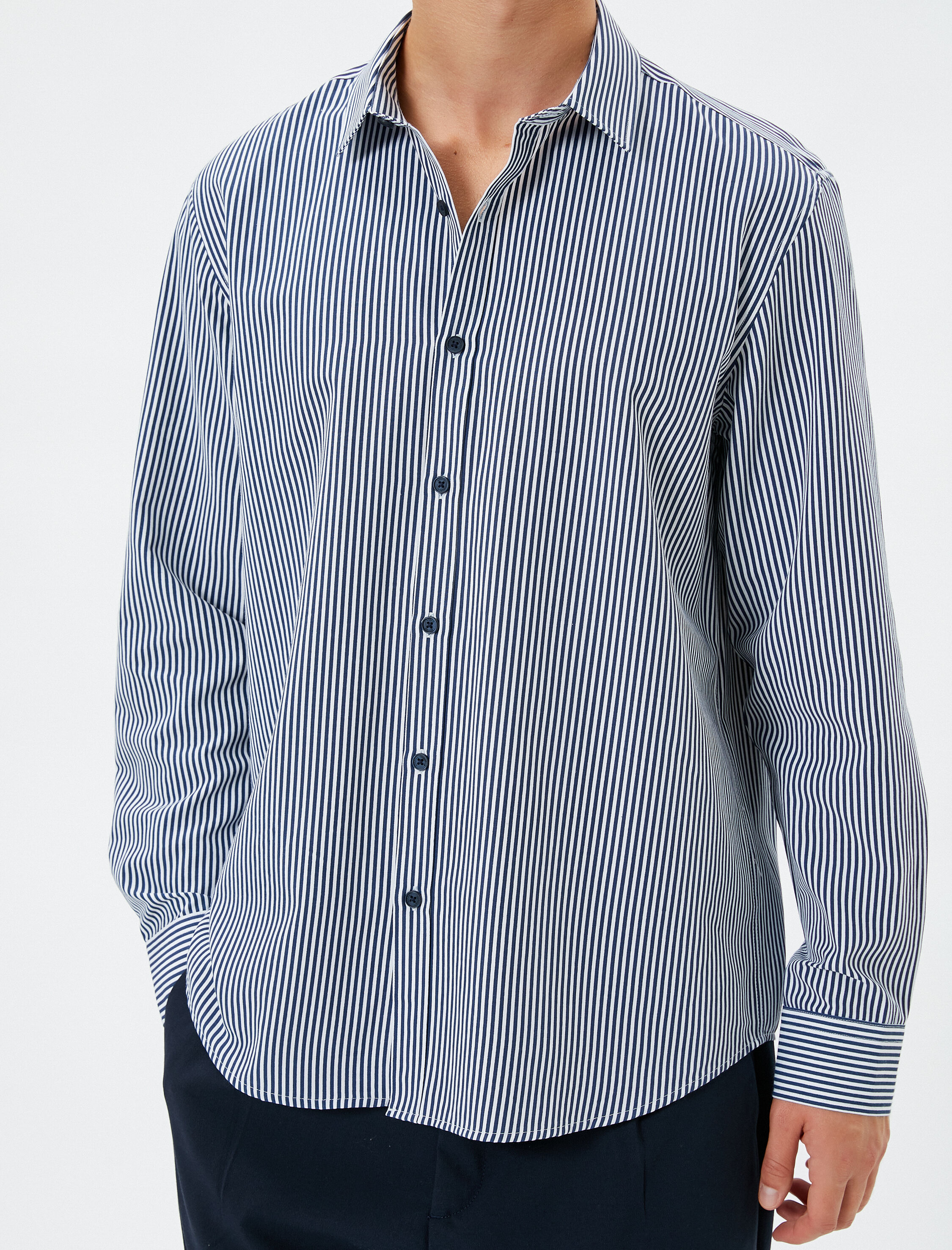   Klasik Gömlek Manşet Yaka Uzun Kollu Düğmeli Non Iron