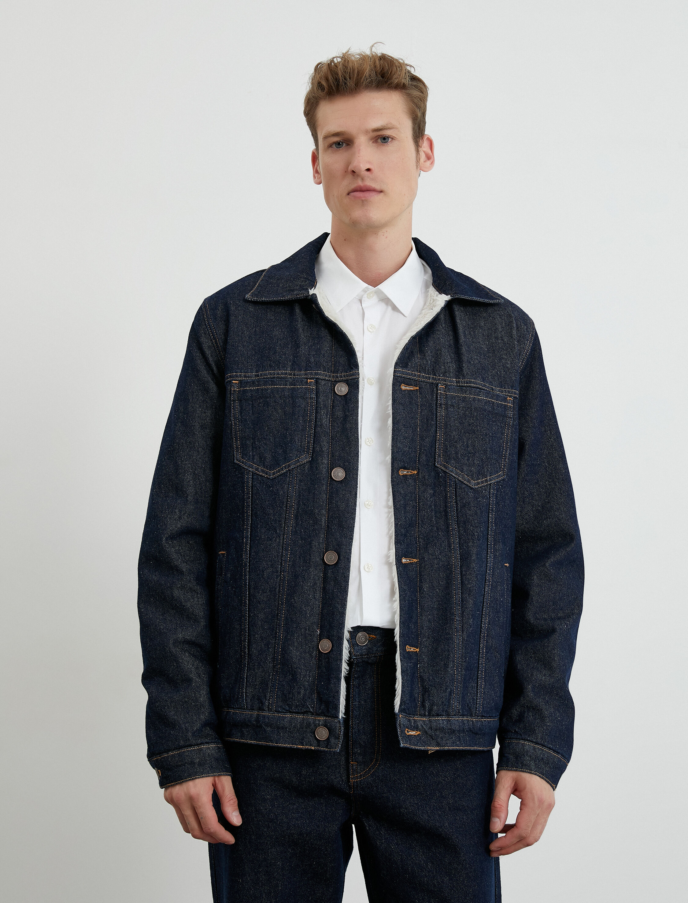   Kot Ceket Düğmeli Cep Detaylı İçi Suni Kürklü Klasik Yaka