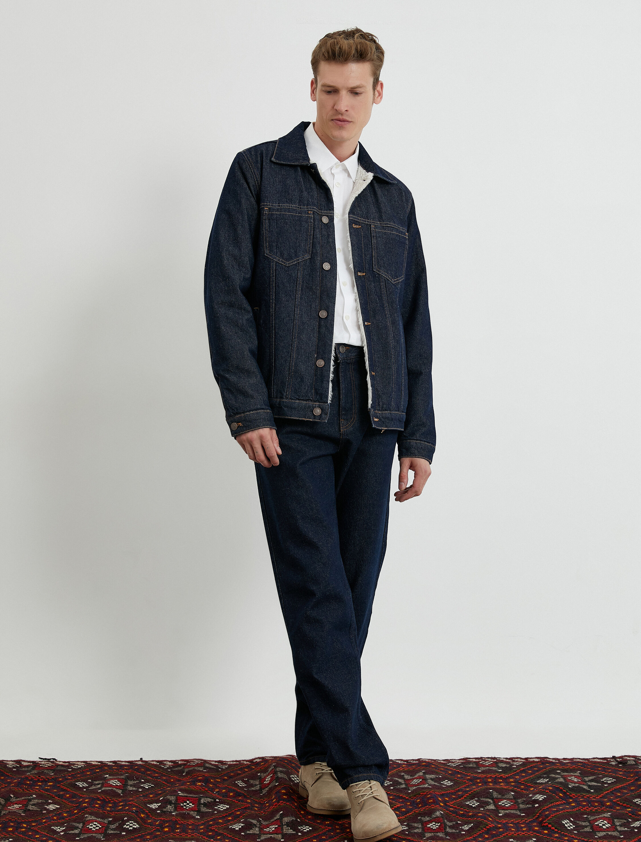   Kot Ceket Düğmeli Cep Detaylı İçi Suni Kürklü Klasik Yaka