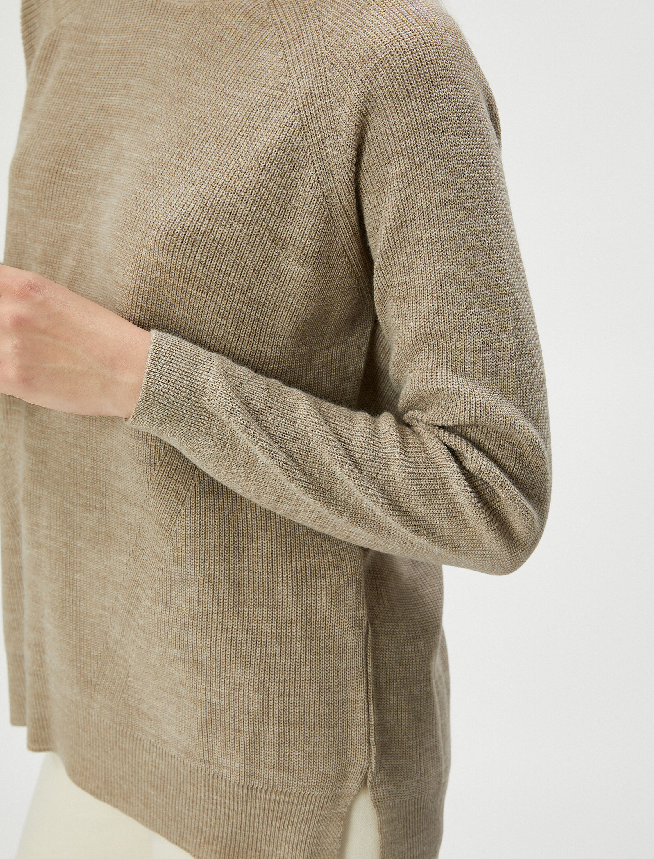   Basic Triko Kazak Uzun Kollu Bisiklet Yaka Ribanalı Kaşmir Dokulu