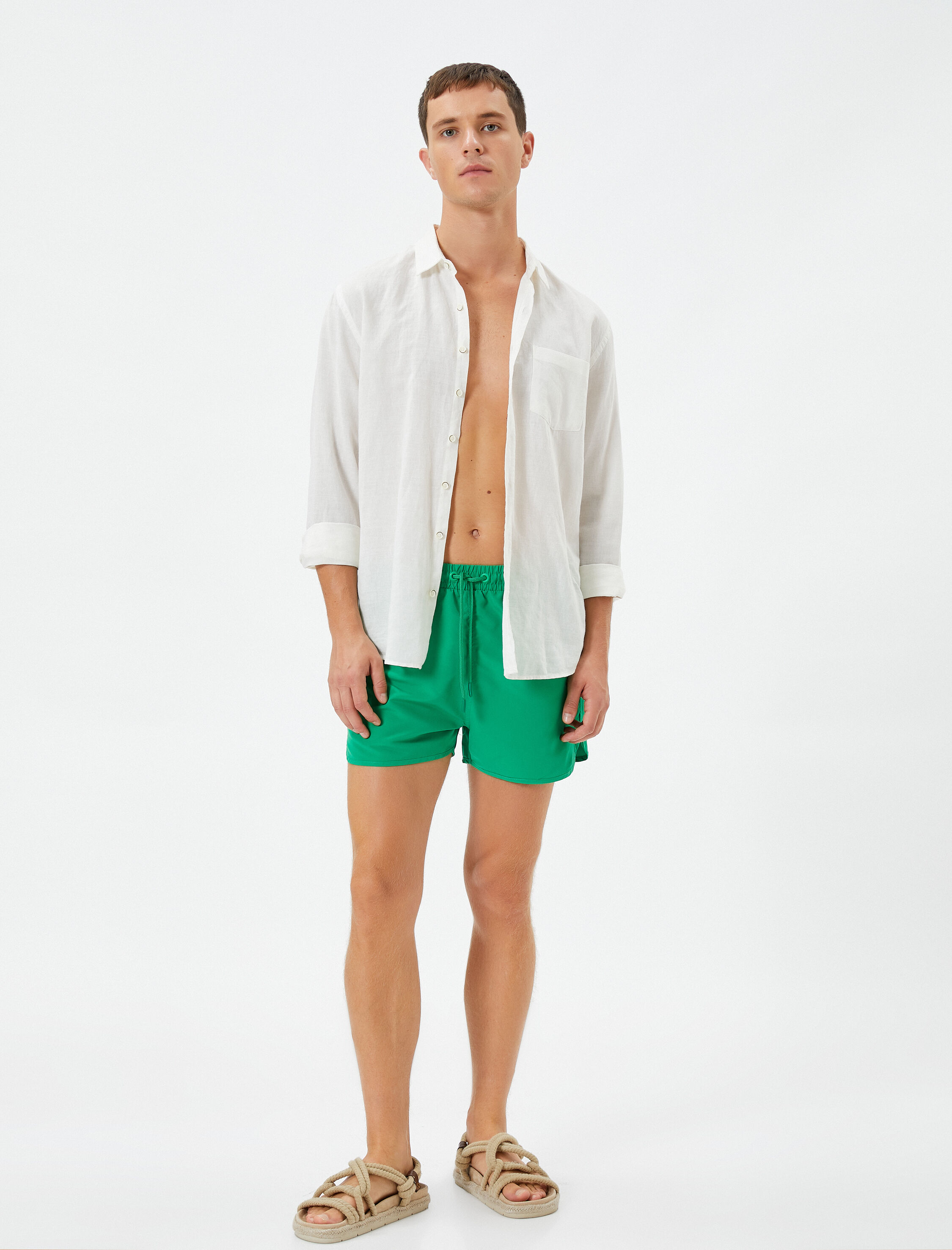   Mayo Şort Kısa Beli Bağcıklı Cepli