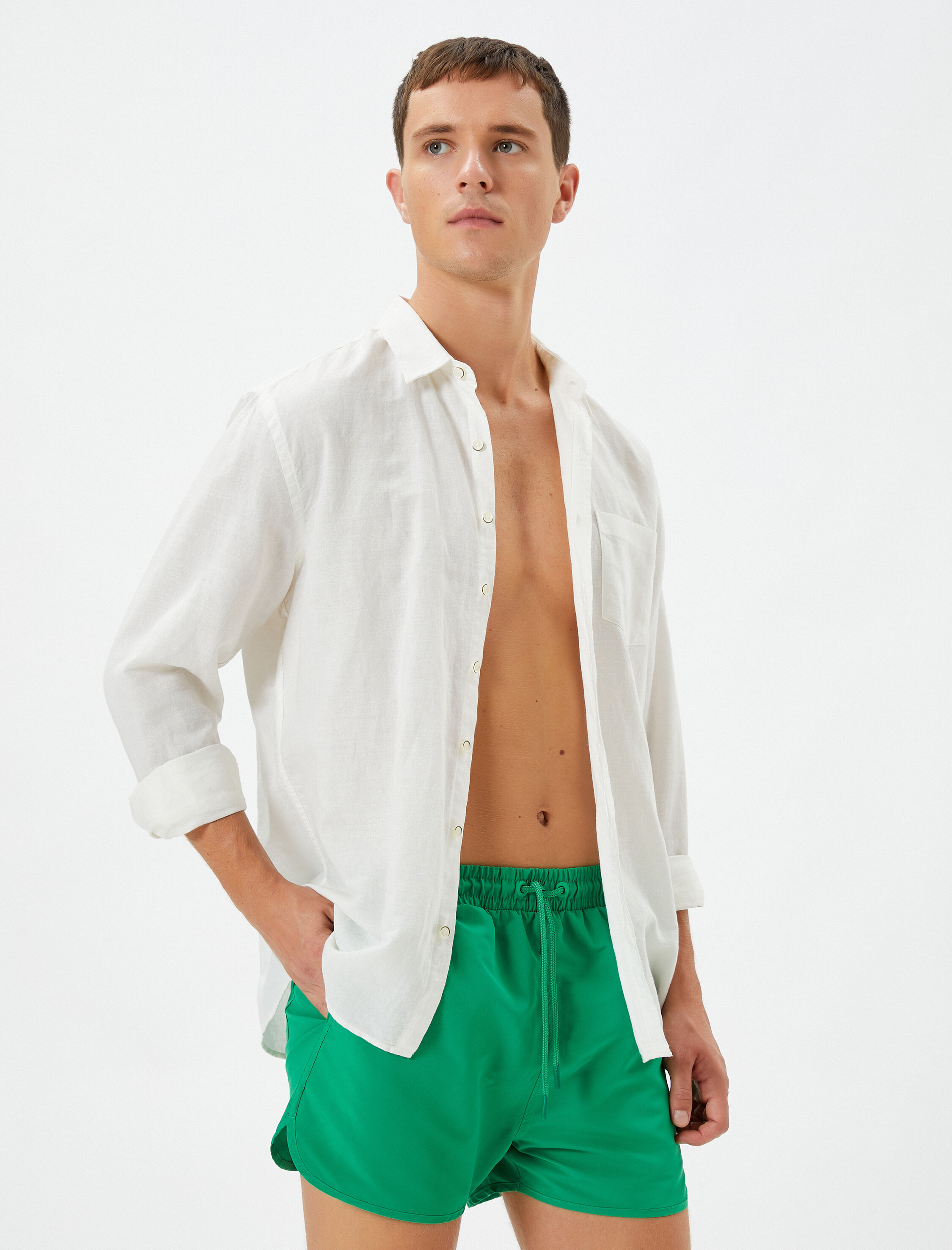   Mayo Şort Kısa Beli Bağcıklı Cepli