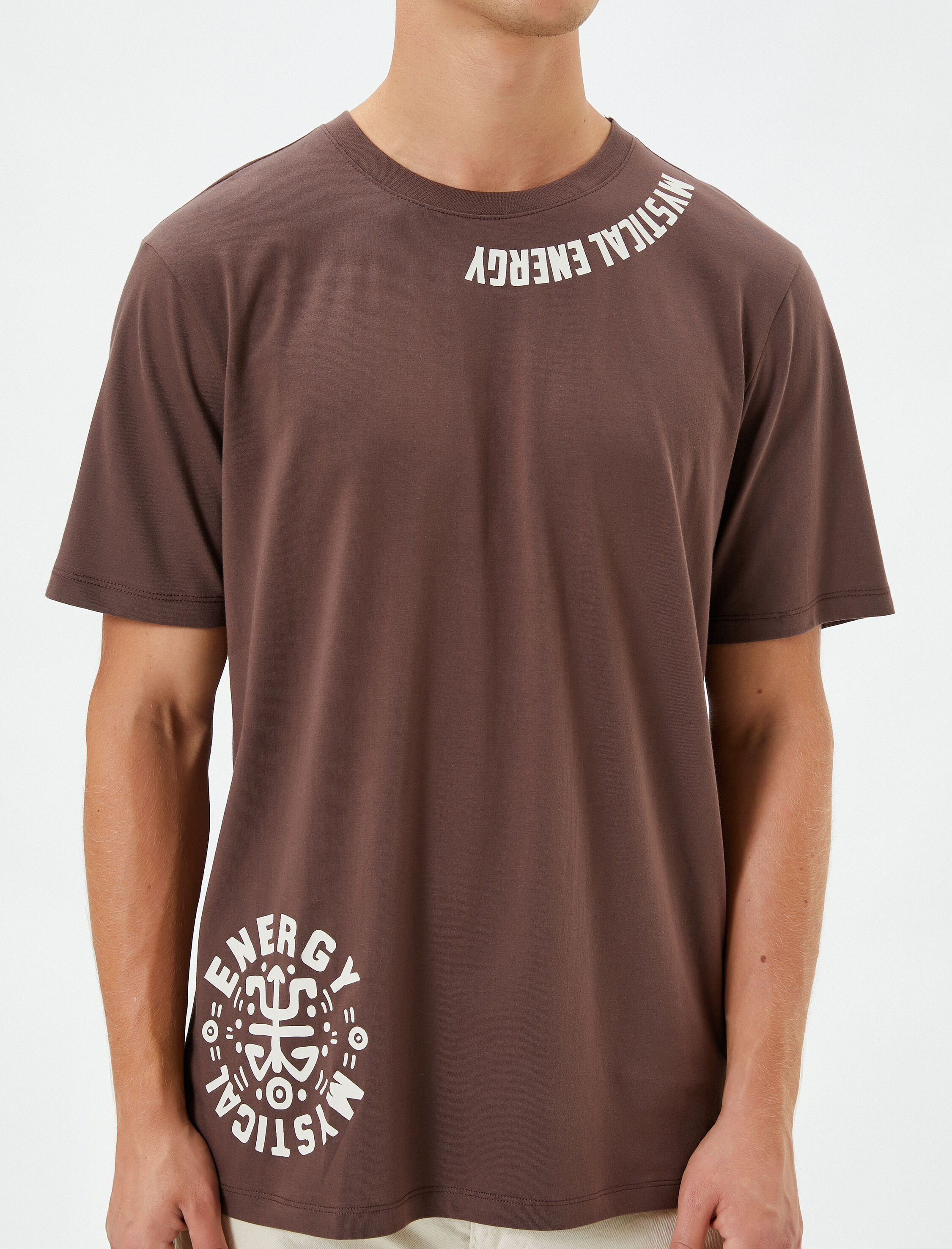   Slogan Baskılı Tişört Bisiklet Yaka Kısa Kollu Pamuklu