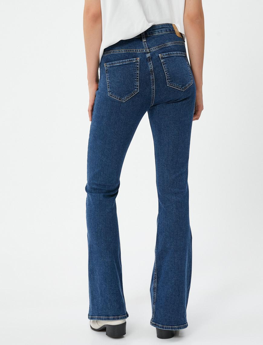   İspanyol Paça Kot Pantolon Dar Kesim Yüksek Bel - Flare Jean
