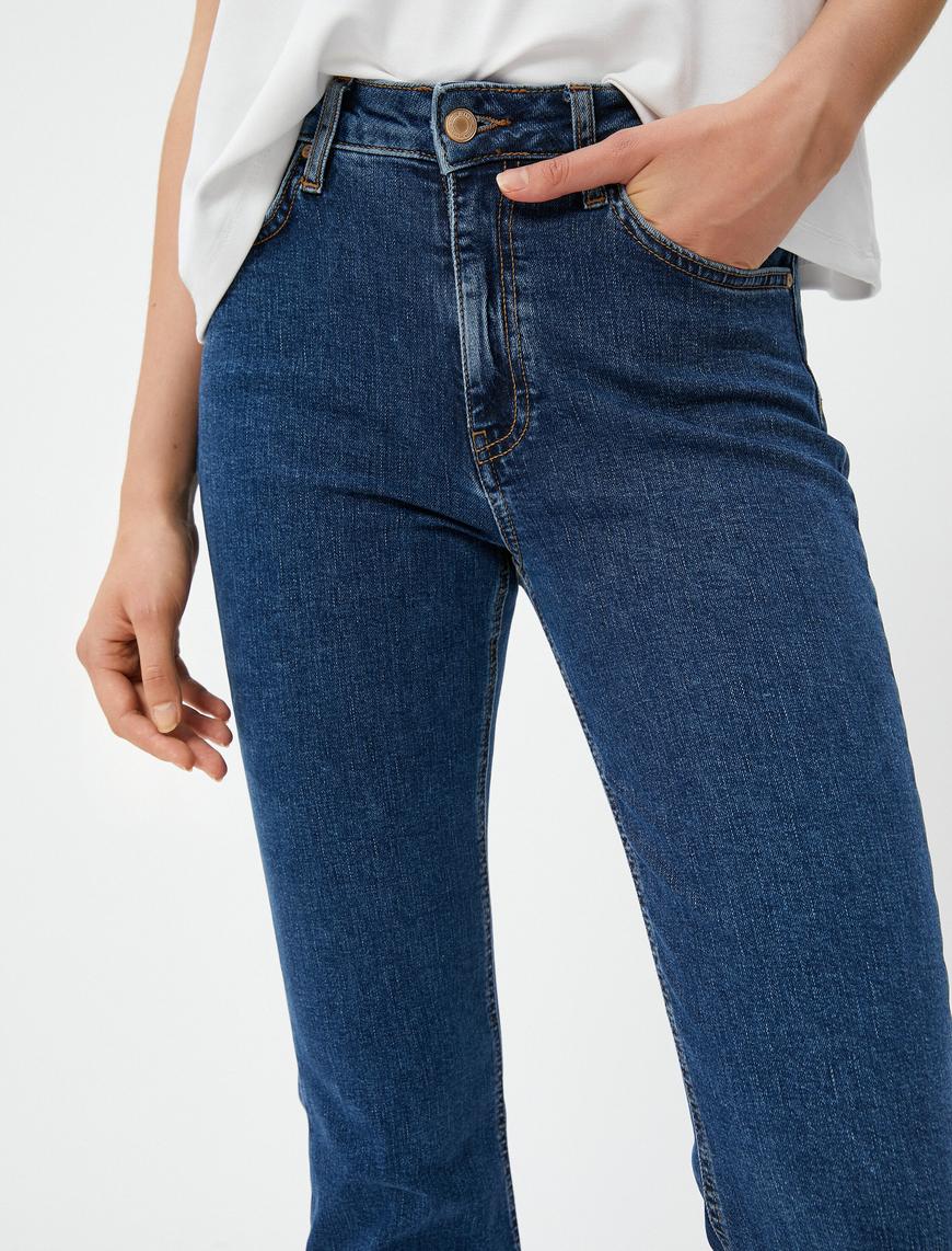   İspanyol Paça Kot Pantolon Dar Kesim Yüksek Bel - Flare Jean
