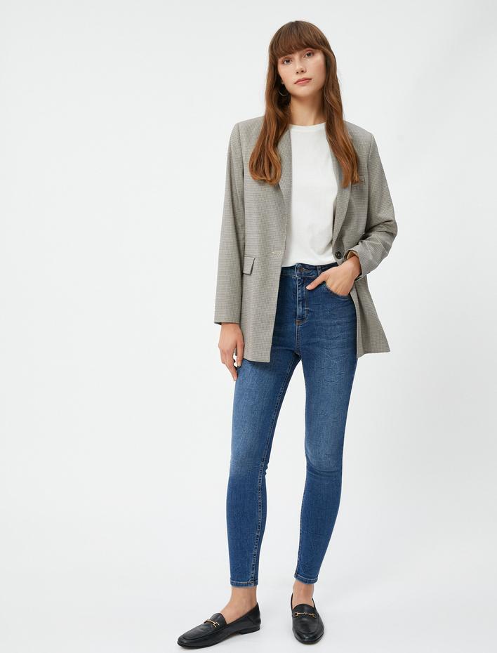  Yüksek Bel Toparlayıcı Kot Pantolon Dar Paça Dar Kesim - Carmen Jean